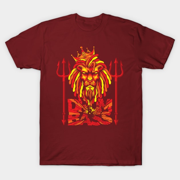 Fire Element Bass Lion T-Shirt by FAKE NEWZ DESIGNS